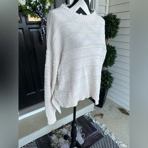 Women's Ivory Fisherman's Cableknit Sweater Size XL